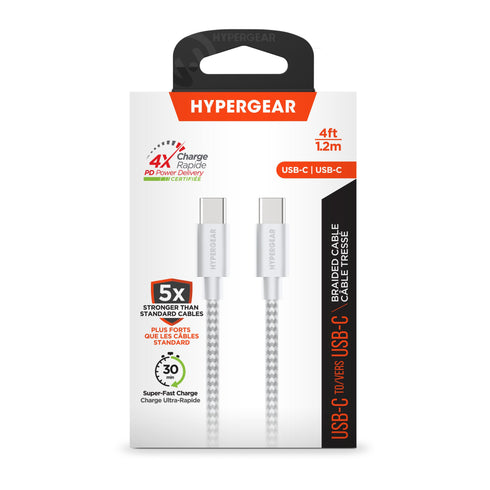 HyperGear 4 ft. 120cm USB-C to USB-C Braided Charge and Sync Cable 15819
